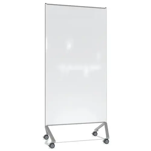 Mobile Glassboard Magnetic White Painted Glass W/Silver Frame 77"H X 36"W Mobile Glassboard Magnetic White Painted Glass W/Silver Frame 77"H X 36"W