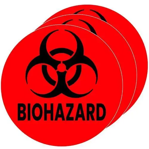 4" Round Biohazard Waste Can Vinyl Sticker 4" Round Biohazard Waste Can Vinyl Sticker