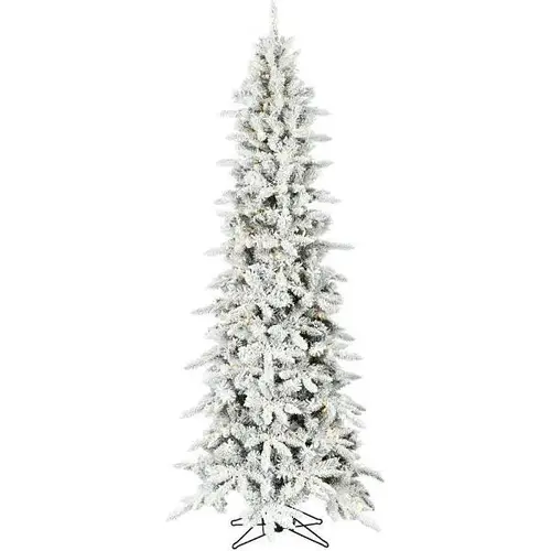 9 ft Slim Mountain Pine Flocked Christmas Tree With LED Lights 9 ft Slim Mountain Pine Flocked Christmas Tree With LED Lights