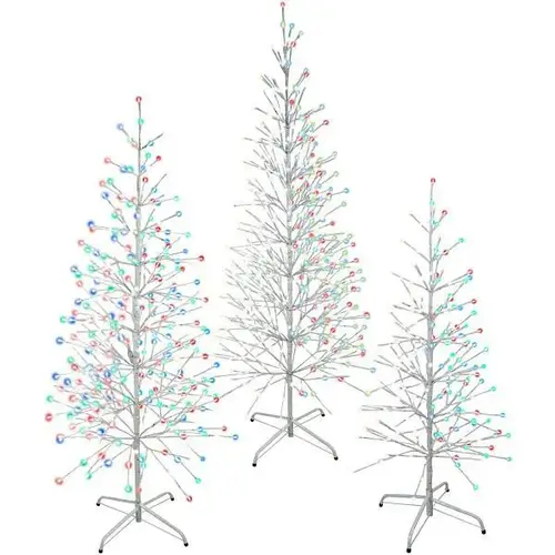 Birch Trees In Multi-Color LED Lights, 4 ft, 5.5 ft, 6.5 ft, Set Of 3
