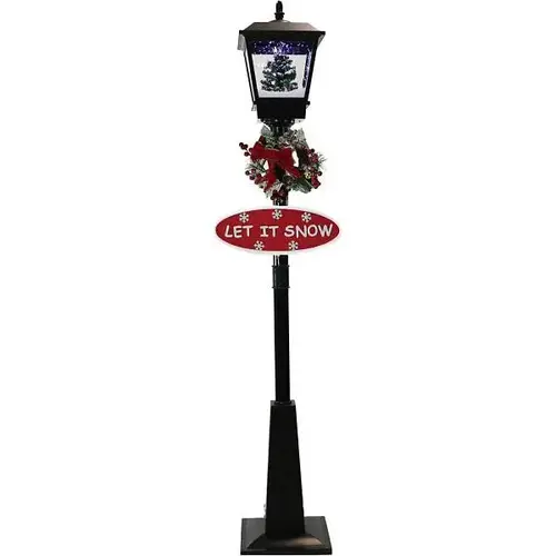 71" Musical Snowy Christmas Street Lamp In Black 71" Musical Snowy Christmas Street Lamp In Black
