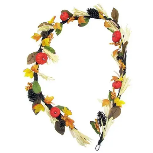 9 ft Fall Harvest Garland With Corn Husks, Pumpkins, Pine Cones 9 ft Fall Harvest Garland With Corn Husks, Pumpkins, Pine Cones