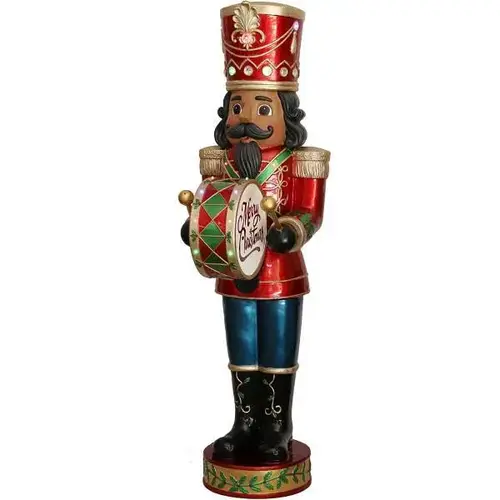 5 ft Musical African American Nutcracker Statue With Drum 5 ft Musical African American Nutcracker Statue With Drum