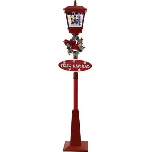 71" Musical Snowy Christmas Street Lamp In Red 71" Musical Snowy Christmas Street Lamp In Red