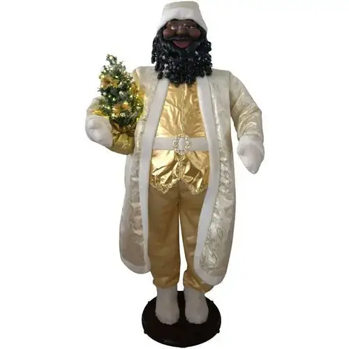 58" Dancing African American Santa With Prelit Christmas Tree 58" Dancing African American Santa With Prelit Christmas Tree