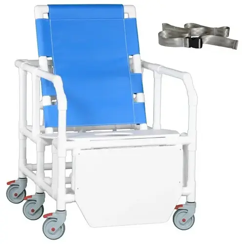 Reclining Shower Chair Seat Belt Left 650 Lbs Capacity In Blue