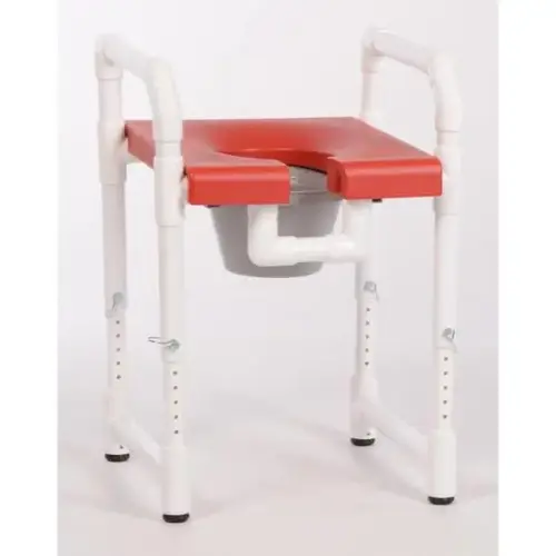 300 Lbs Toilet Safety Frame With Blow Molded Seat And Pail, Red 300 Lbs Toilet Safety Frame With Blow Molded Seat And Pail, Red