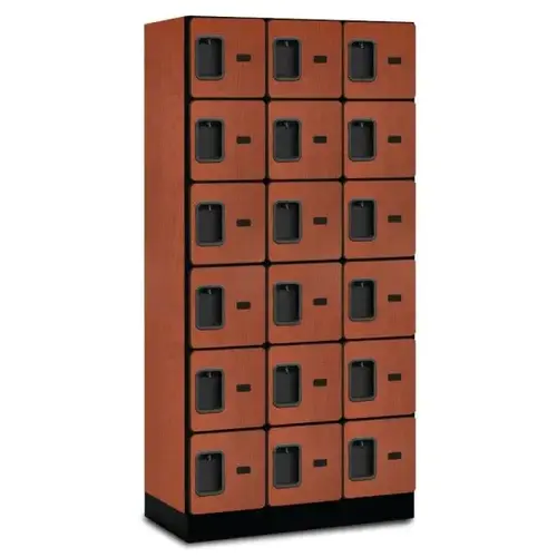 Six Tier Locker, Cherry Wood, 3 Wide