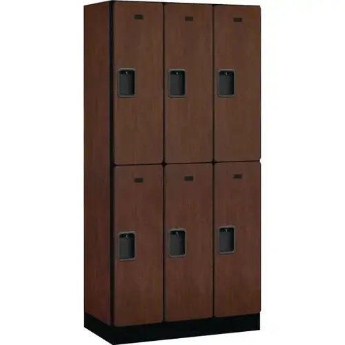Designer Two Tier Wood Locker, Mahogany, 3-Wide