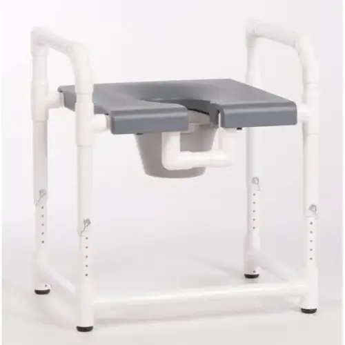 400 Lbs Toilet Safety Frame With Blow Molded Seat And Pail, Gray 400 Lbs Toilet Safety Frame With Blow Molded Seat And Pail, Gray