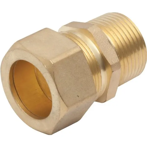 GENERIC PRIVATE BRAND Compression Brass Water Heater Fitting 3/4 Mip X 7/8 Connects 3/4 Pipe GWHR-1004
