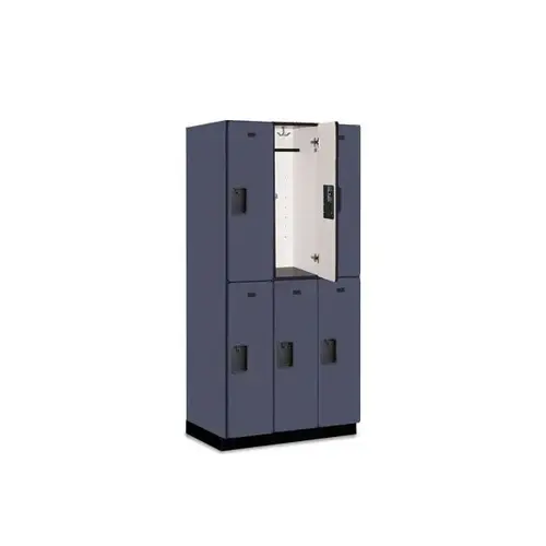 Designer Two Tier Wood Locker, Blue, 3-Wide