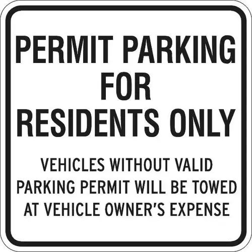 Permit Parking For Residents Sign, Non-Reflective 18x18 Permit Parking For Residents Sign, Non-Reflective 18x18