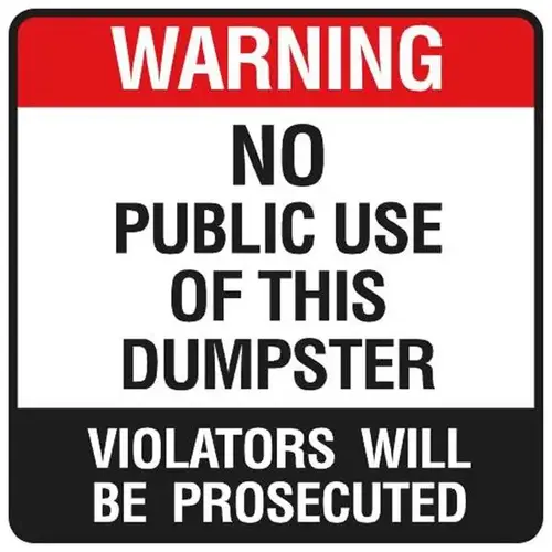 Dumpster Rules/No Public Magnetic Sign, Reflective, 24 X 24 Dumpster Rules/No Public Magnetic Sign, Reflective, 24 X 24