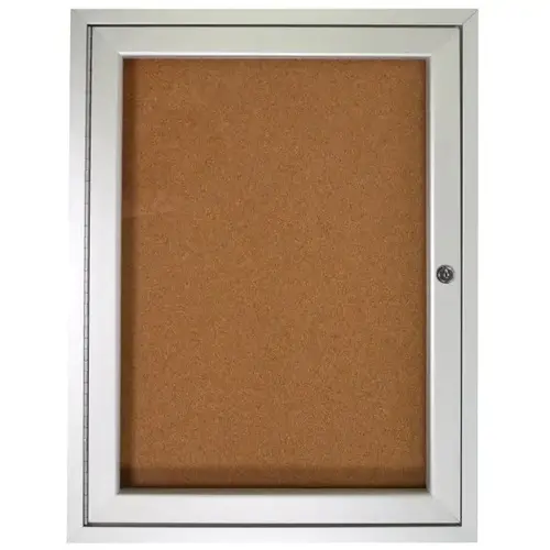 1 Door Enclosed Natural Cork Bulletin Board With Satin Frame, 3 ftH X 2 ftW 1 Door Enclosed Natural Cork Bulletin Board With Satin Frame, 3 ftH X 2 ftW