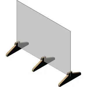 Waddell SG2-2430 Countertop Frameless Protective Acrylic Sneeze Guard/Shield W/ 3-Piece Wood Base