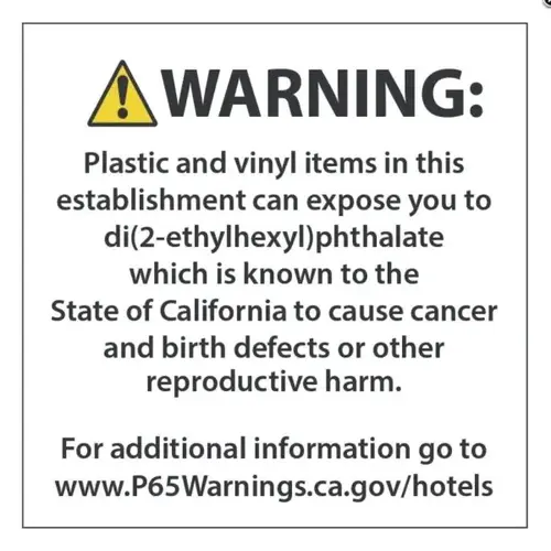 Prop 65 Reception Area/Check In Plastics & Vinyl Small 5x5