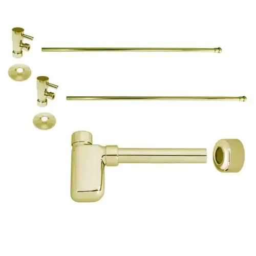 Lavatory Kit Brass Flat Trap With 1/4-Turn Valves And Risers, Brass