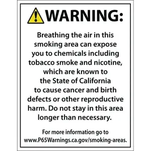 Spindle SC-1548-18 Prop 65 Smoke Warning Smoking Area