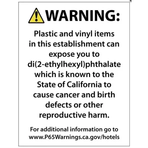 Prop 65 Reception Area/Check In Plastics & Vinyl 8.5x 11