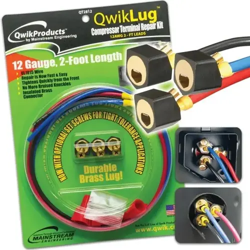 Three Terminal Repair Lugs/Bags 12awg - 2 Foot Leads With Nut
