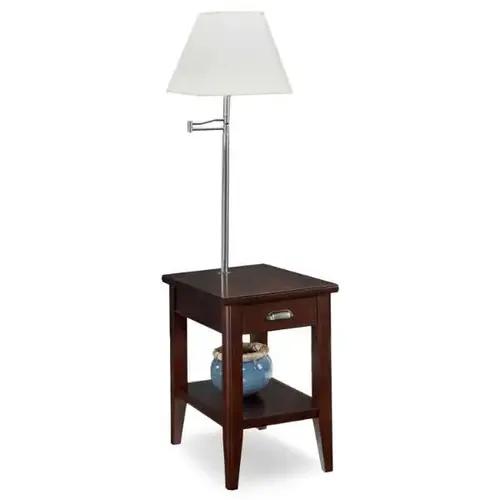 Laurent One Drawer Swing Arm Lamp Side Table,shelf,chocolate Cherry