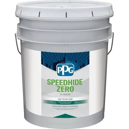 Speedhide Zero Latex Flat Paint, White Pastel, 5 Gal Speedhide Zero Latex Flat Paint, White Pastel, 5 Gal