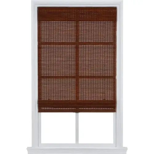 Cordless Natural Woven Bamboo Roman Shade 35" X 64" Pecan