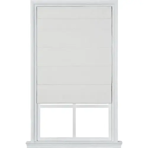 Cordless Large Fold Textured Fabric Roman Shade 31" X 64" White Cordless Large Fold Textured Fabric Roman Shade 31" X 64" White