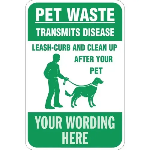 Semi-Custom Pet Waste Transmits Disease Sign, Reflective, 12 X 18 Semi-Custom Pet Waste Transmits Disease Sign, Reflective, 12 X 18