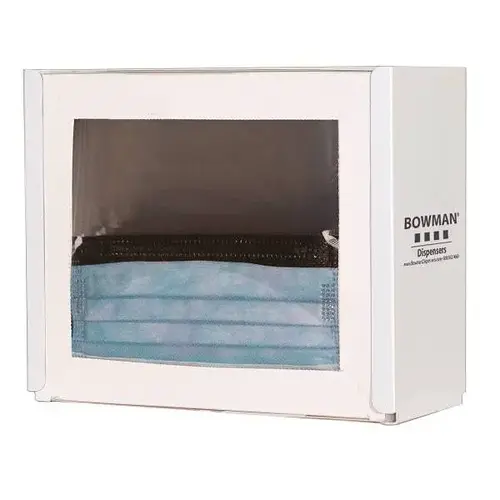 Face Mask Dispenser - Shield White Powder-Coated Steel