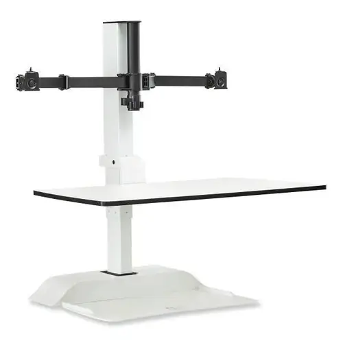 Soar Electric Desktop Sit/Stand Dual Monitor Arm, For 27" Monitors, White Soar Electric Desktop Sit/Stand Dual Monitor Arm, For 27" Monitors, White