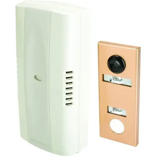 Two-Note Mechanical Door Chime With One-Way Wide Viewing Lens Two-Note Mechanical Door Chime With One-Way Wide Viewing Lens