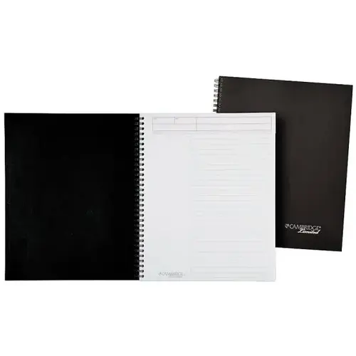 Black Linen Wide Ruled Business Notebook 8-1/4" X 11"