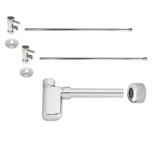 Brass Flat Trap 1/4-Turn Lavatory Kit Valves/Risers, Polish Nickel