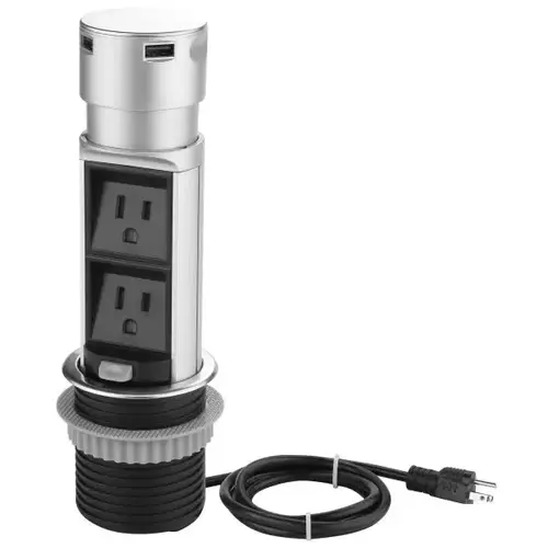 Space Saver Pop Up Outlet Station, 2 Power Outlets 15a, 2 Usb Ports