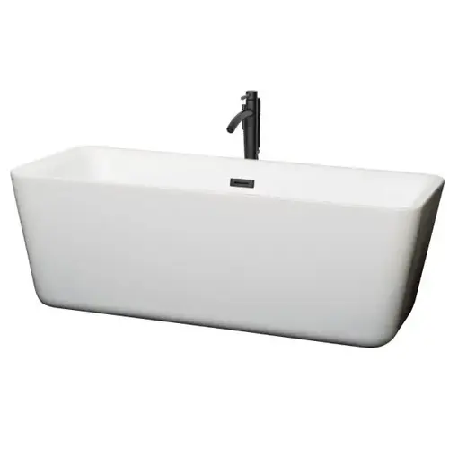 Emily 69" Bathtub Black Tub Filler Drain And Overflow Trim