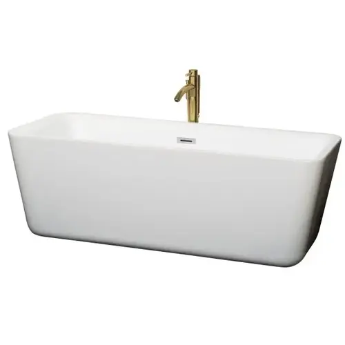Emily 69" Bathtub Polished Chrome Trim And Gold Tub Filler