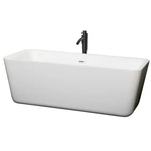 Emily 69" Bathtub Shiny White Trim And Black Tub Filler Emily 69" Bathtub Shiny White Trim And Black Tub Filler
