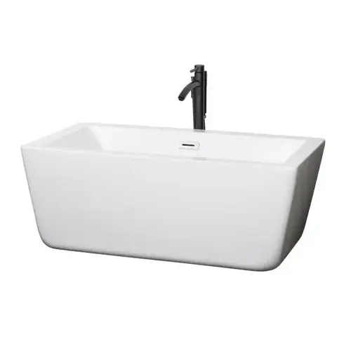 Laura 59" Bathtub Shiny White Trim And Black Tub Filler