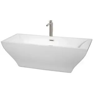 Wyndham Collection WCBTK151871ATP11BN Maryam 71" Bathtub Brushed Nickel Tub Filler And Trim Kit