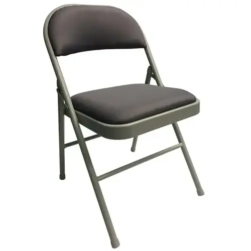 Gray Upholstered Padded Folding Chair
