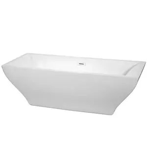 Wyndham Collection WCBTK151871SWTRIM Maryam 71" Bathtub Shiny White Drain And Overflow Trim