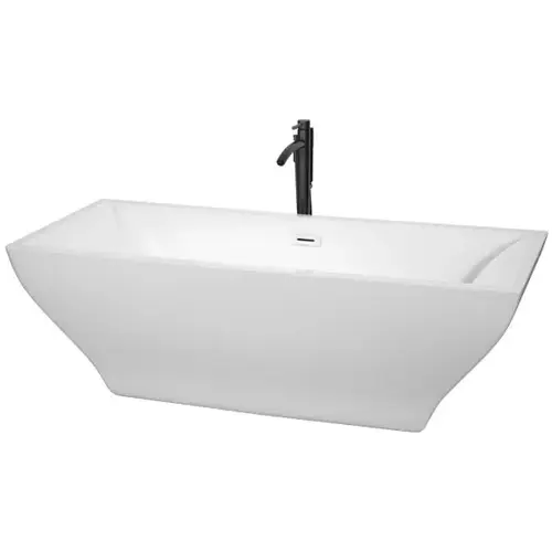 Maryam 71" Bathtub Shiny White Trim And Black Tub Filler Maryam 71" Bathtub Shiny White Trim And Black Tub Filler