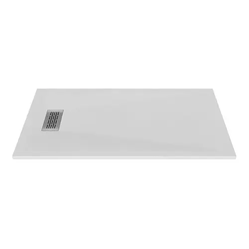 60" L X 32" W X 1.125" H Composite Stone Shower Pan Drain White Sand