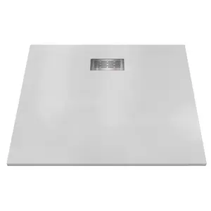 CASTICO 1S1S-4248SOWH 48" L X 42" W X 1.125" H Composite Stone Shower Pan Drain White Sand
