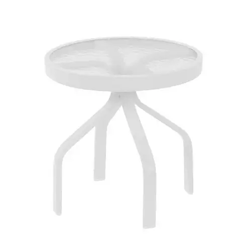 White Frame 18" Round End Table W/ Acrylic Top Min Qty 2