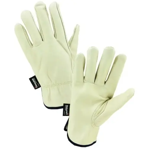 Large Tan Leather Cowhide Thinsulate Lined Cold Weather Gloves, 1 Pair