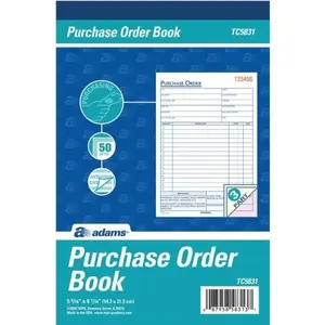 Adams 193714 Carbonless Purchase Order Book, 5-9/16" X 8-7/16", Three-Part, 50 Set Pad