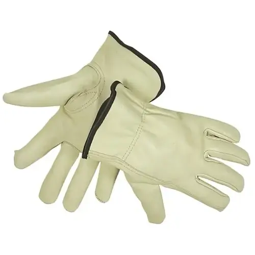 Large Tan Pigskin Fleece Lined Cold Weather Gloves, 1 Pair
